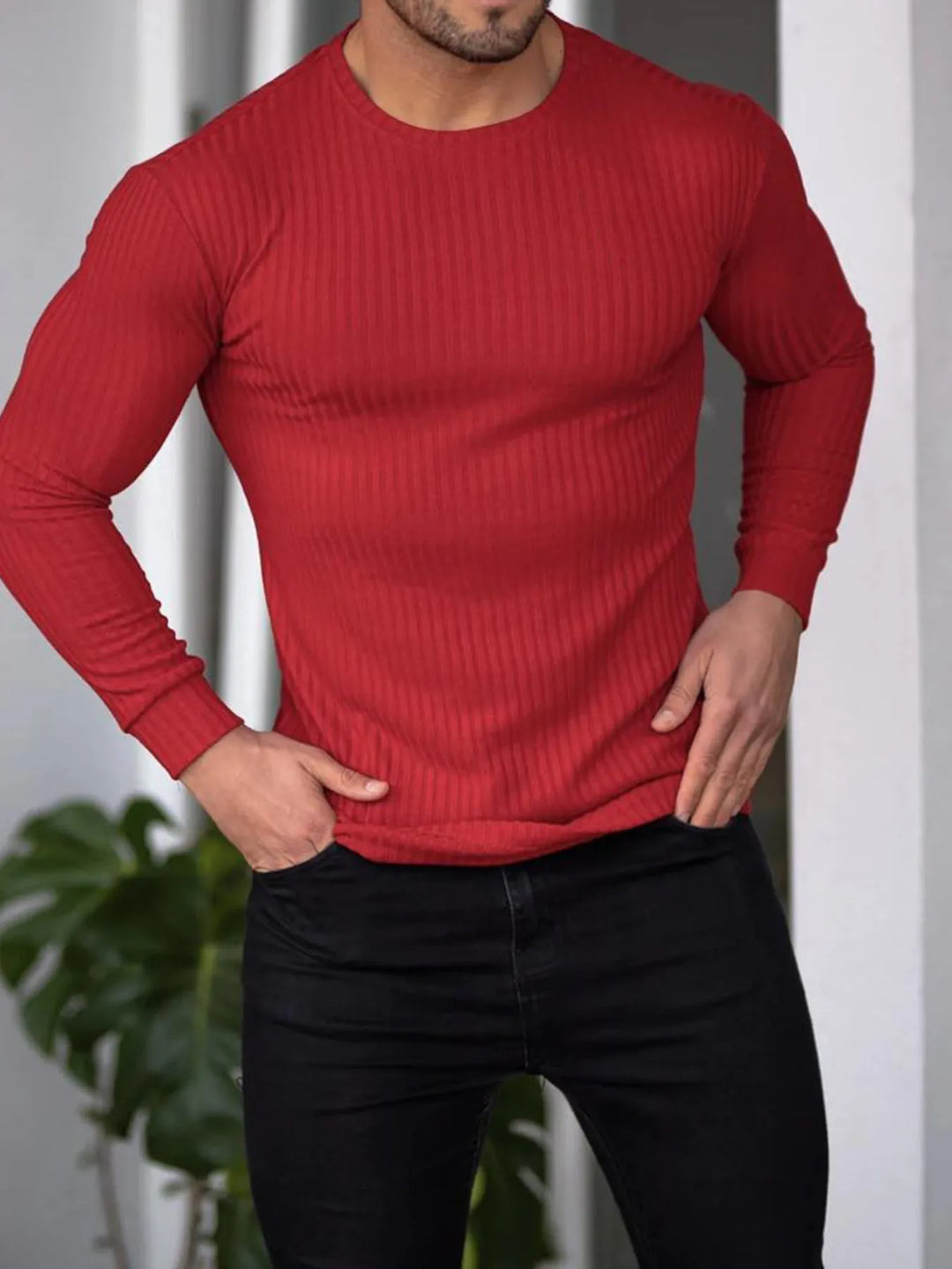 Men's Plus Size Long Sleeve Fitted T-Shirt