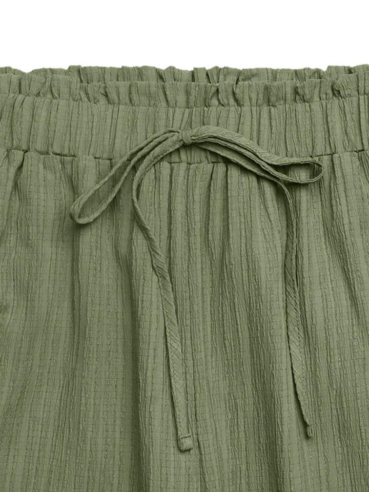 Wide Leg Drawstring Waist Pants