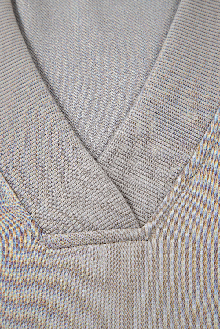 Parchment Aztec Embroidered Western V Neck Sweatshirt