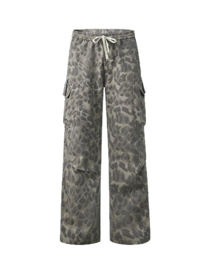 Men's Plus Size Leopard Wide Leg Cargo Pants