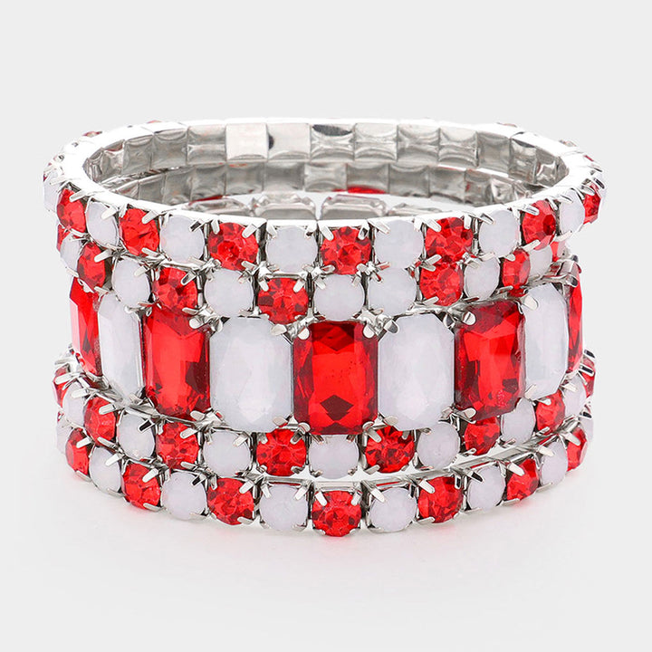 Red White Stretch Tennis Bracelets