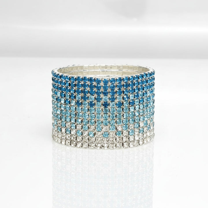 Bangle Blue Ombre Rhinestone 12 Row Bracelet