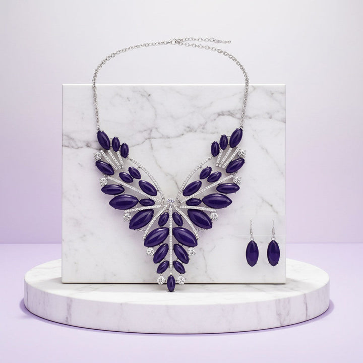 Bib Regal Tribal Purple Cracked Marquise Necklace