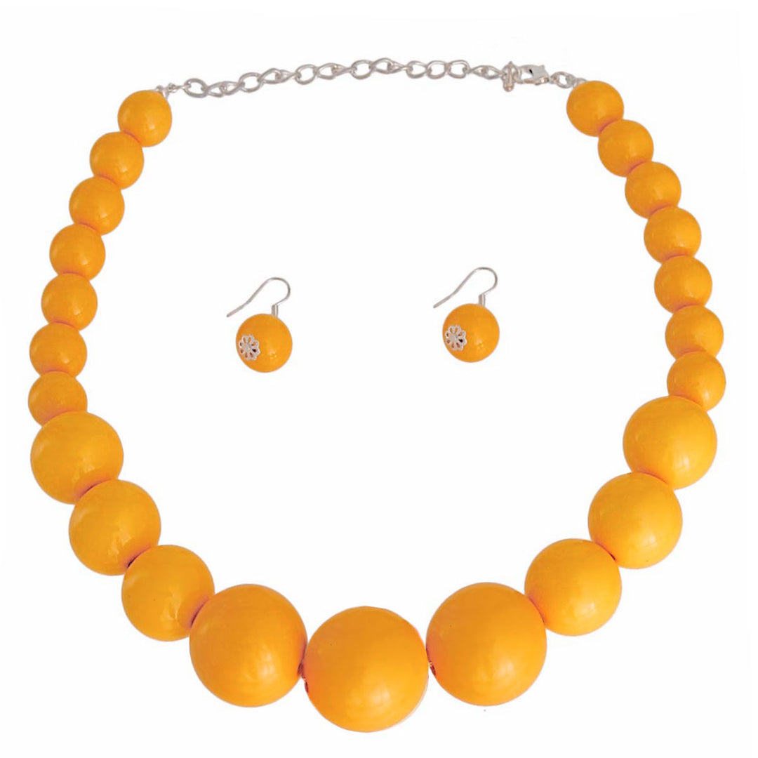 Yellow Graduated Bubble Gum Necklace Set