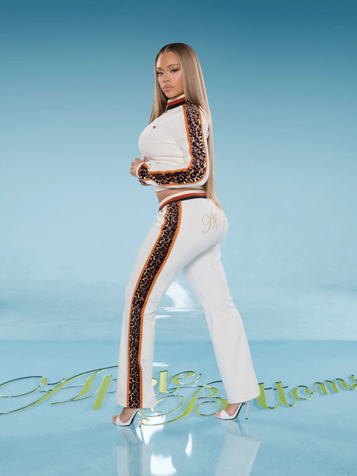 Low-Rise Velour Pants - Ivory