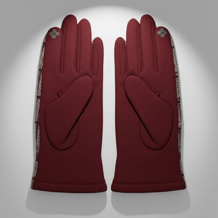 Plaid Wine Touchscreen Winter Gloves for Women
