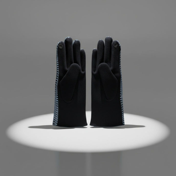 Blue Navy Cross Wavy Touchscreen Winter Gloves