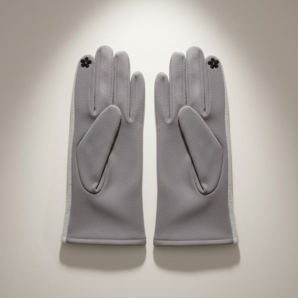 Gray Woolen Cute Rabbit Touchscreen Winter Gloves
