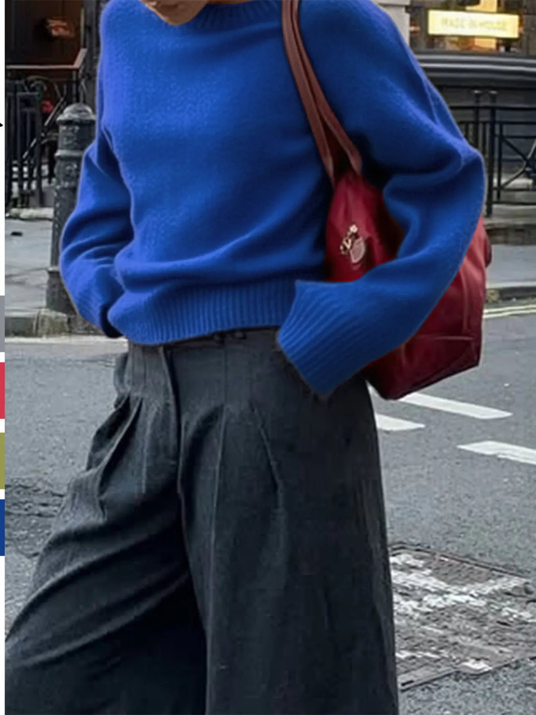Ribbed Crewneck Drop Shoulder Sweater