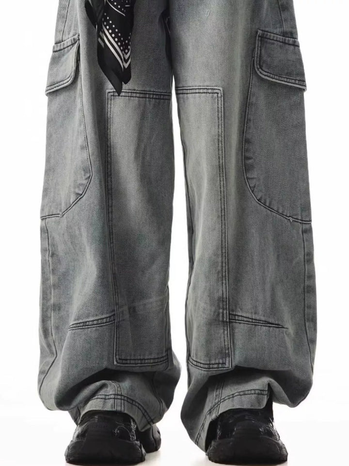 Men's Full Size Loose Fit Cargo Jeans Plus Size