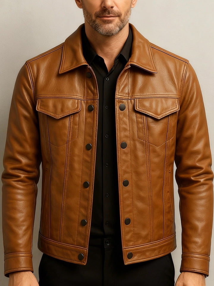 Mens Slim-fit Pilot Jacket With A Lapel Collar
