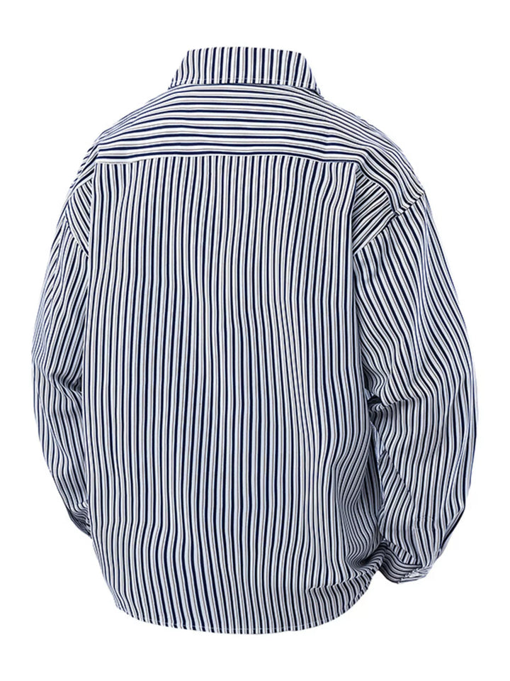 Men's Plus Size Striped Casual Long Sleeve Shirt