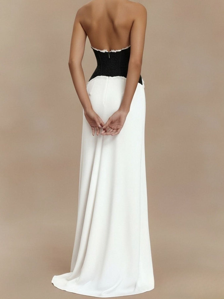 Halter Neck Lace Trimmed Maxi Dress
