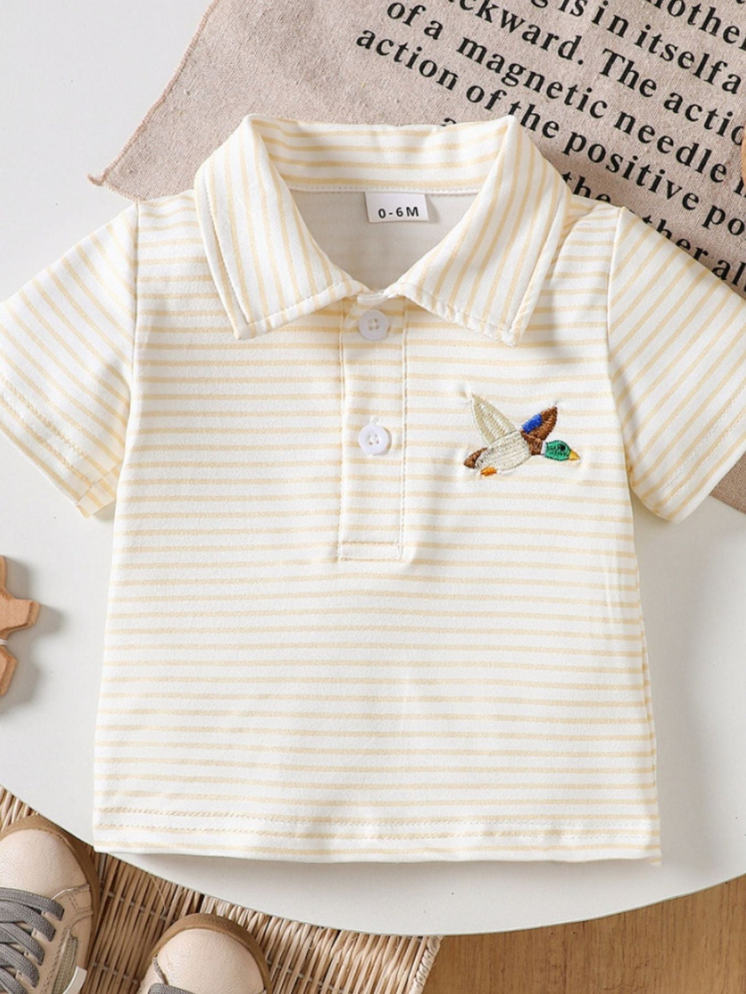 Children's Striped Embroidered Duck Polo