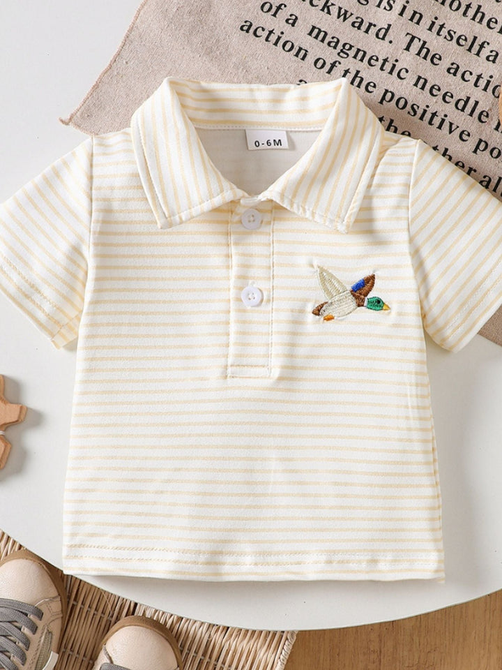 Children's Striped Embroidered Duck Polo