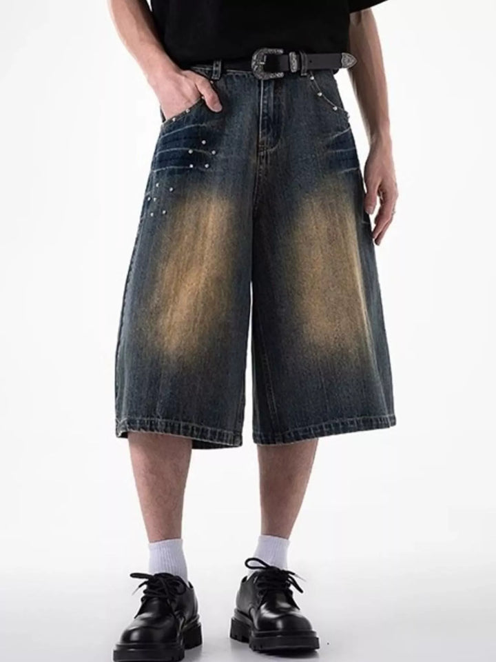 Men's Plus Size Wide Leg Denim Shorts