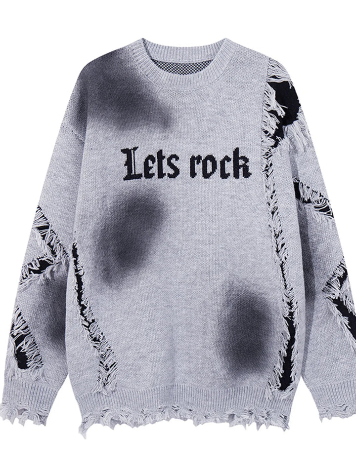 Men's Let's Rock Distressed Hem Sweater