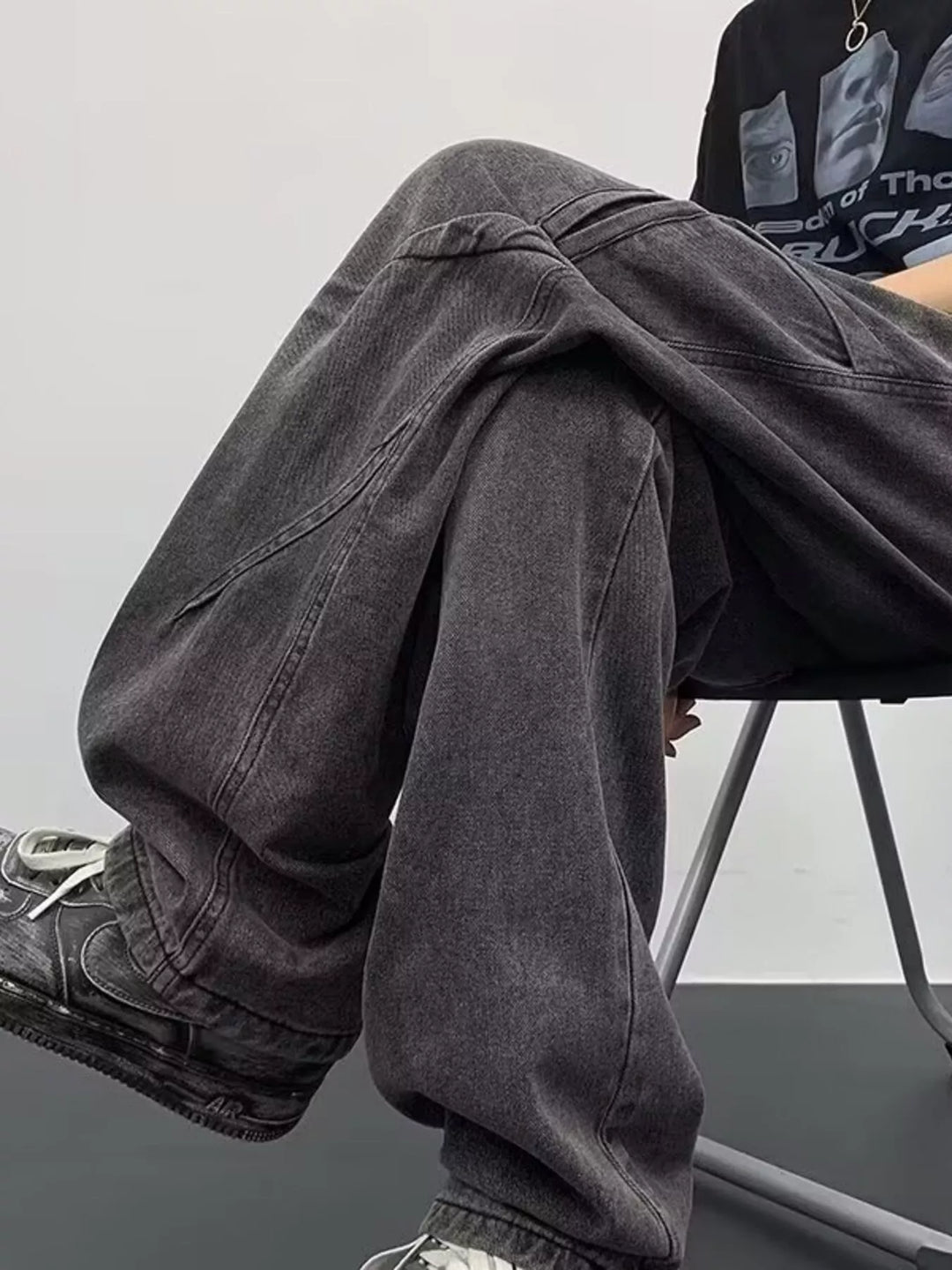 Men's Full Size Drawstring Waist Wide Leg Jeans Plus Size