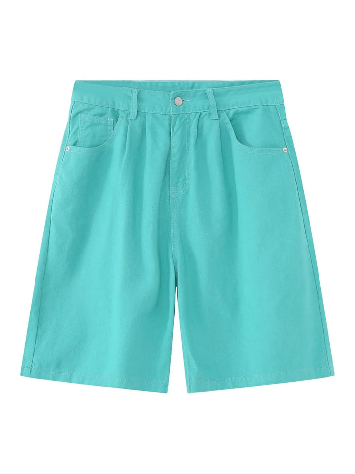 Mid Rise Denim Shorts