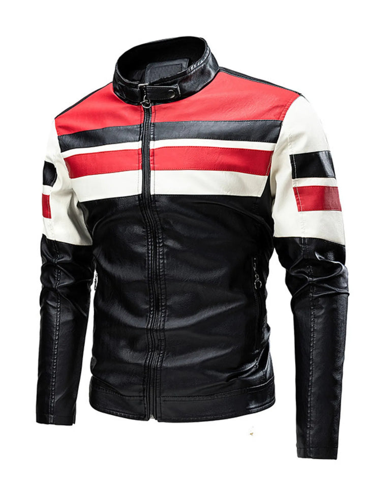 Men's Plus Size Contrast Zip Up Long Sleeve Jacket