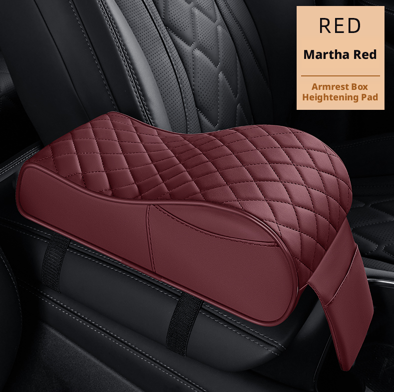 Car armrest box mat-black + red-1 piece