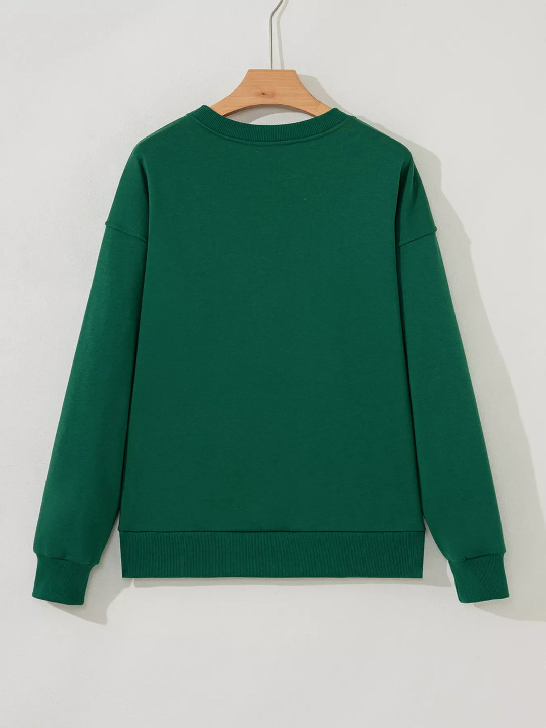 Embroidered Letter Christmas Round Neck Sweatshirt