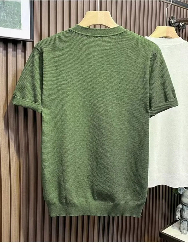 Men's Full Size Classic Short Sleeve Knit T-Shirt with Button Detail Plus Size