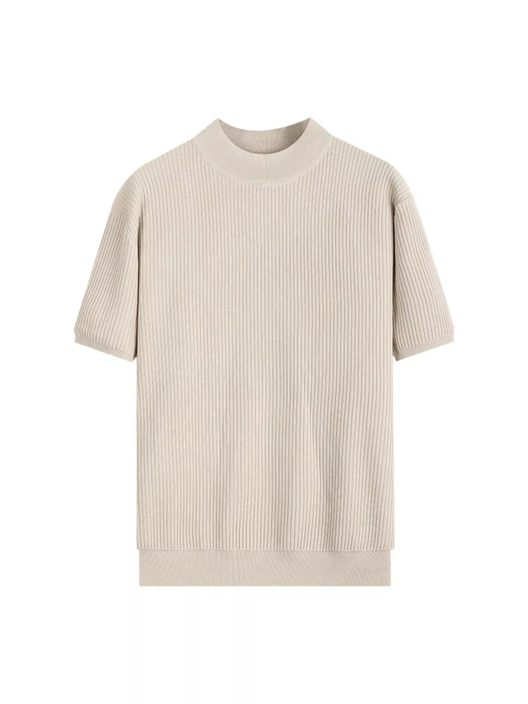 Men's Plus Size Ribbed Knit Mock Neck Short Sleeve T-Shirt