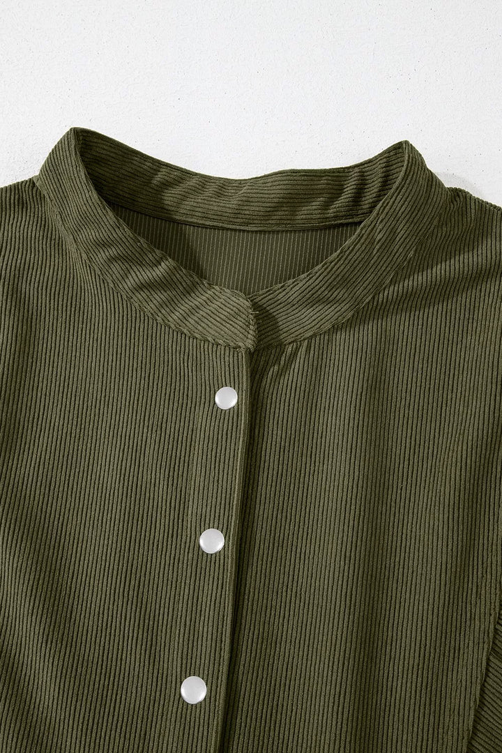 Corduroy Button-Down Babydoll Dress