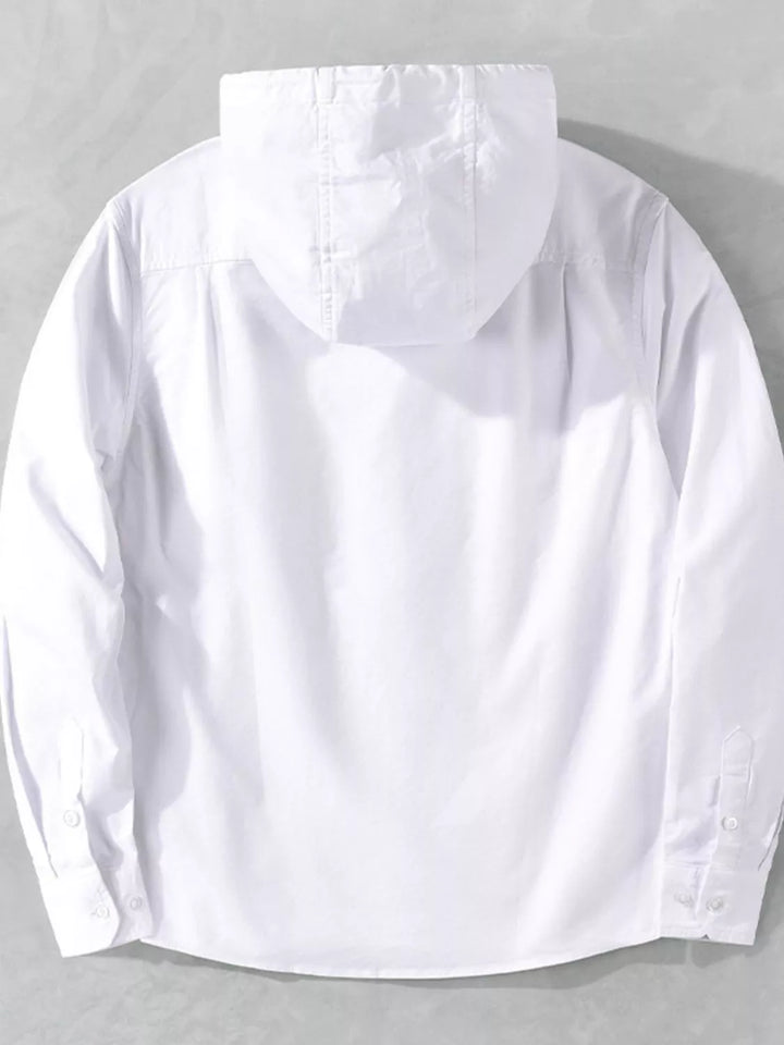 Men's Plus Size Striped Trim Hooded Casual Shacket
