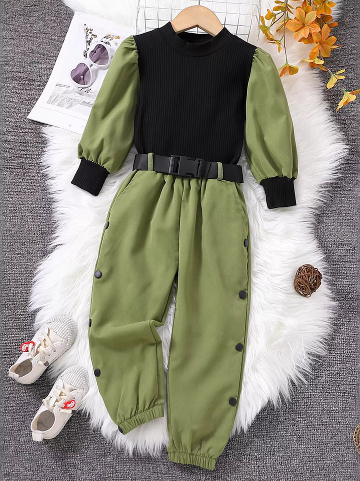 Children's Color Block Top and Pants Set