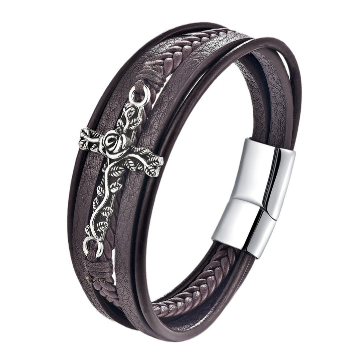 Retro Multi-layer Stainless Steel Creative Cross Bracelet