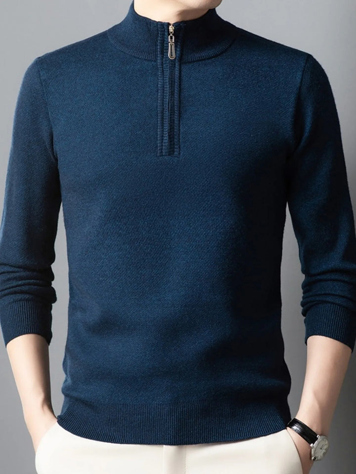 Men's Plus Size Quarter-Zip Long Sleeve Sweater