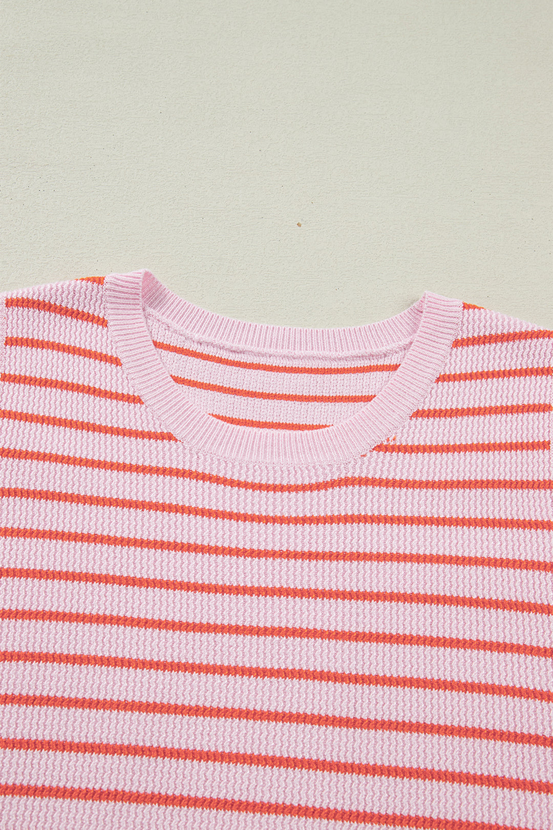 Pink Stripe Textured Knit Sleeveless Casual Sweater Top