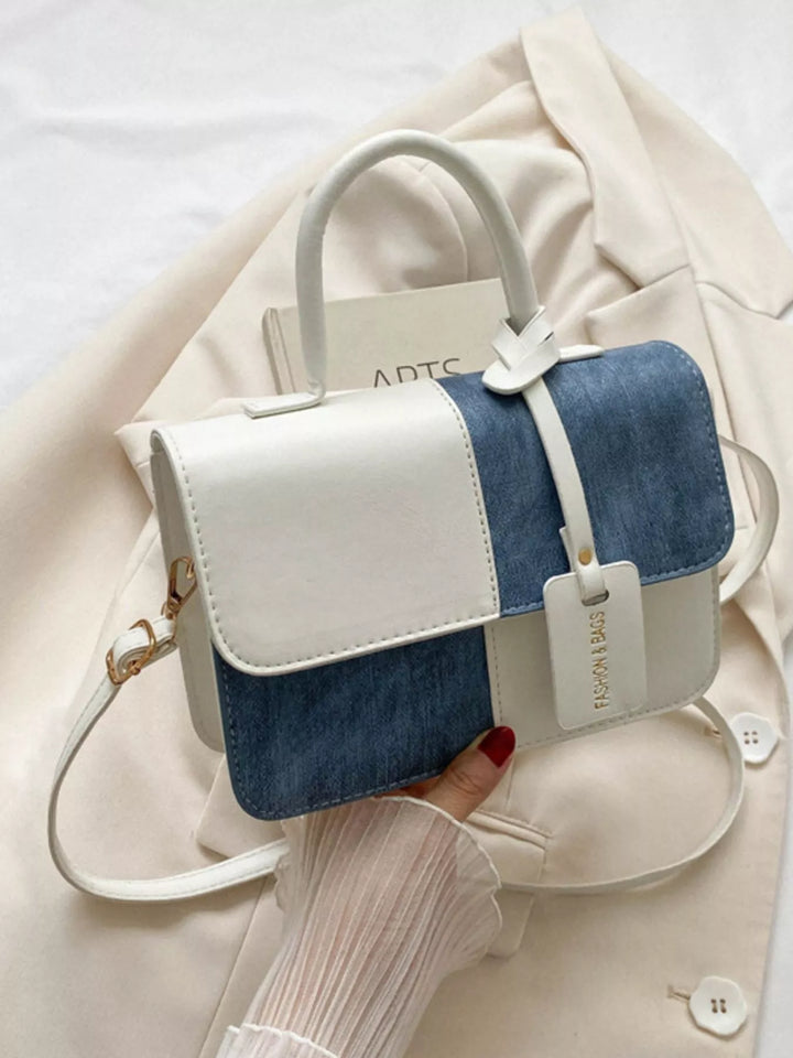 Two-Tone PU Leather Crossbody Bag