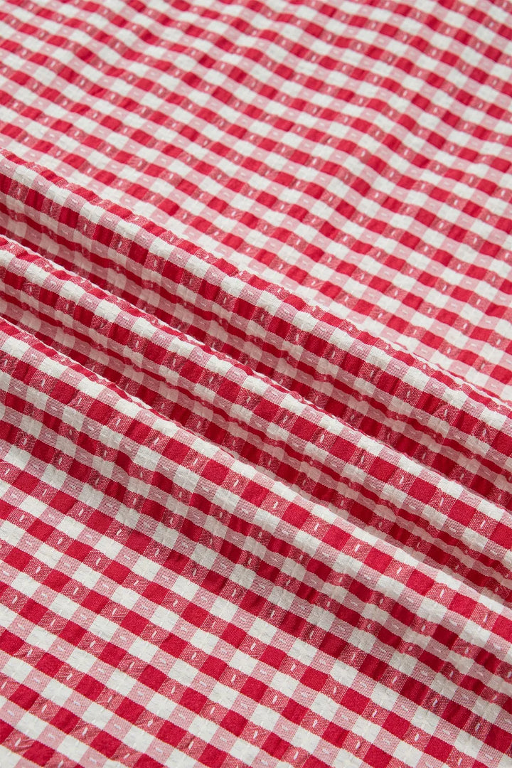 Gingham Half Sleeve Blouse
