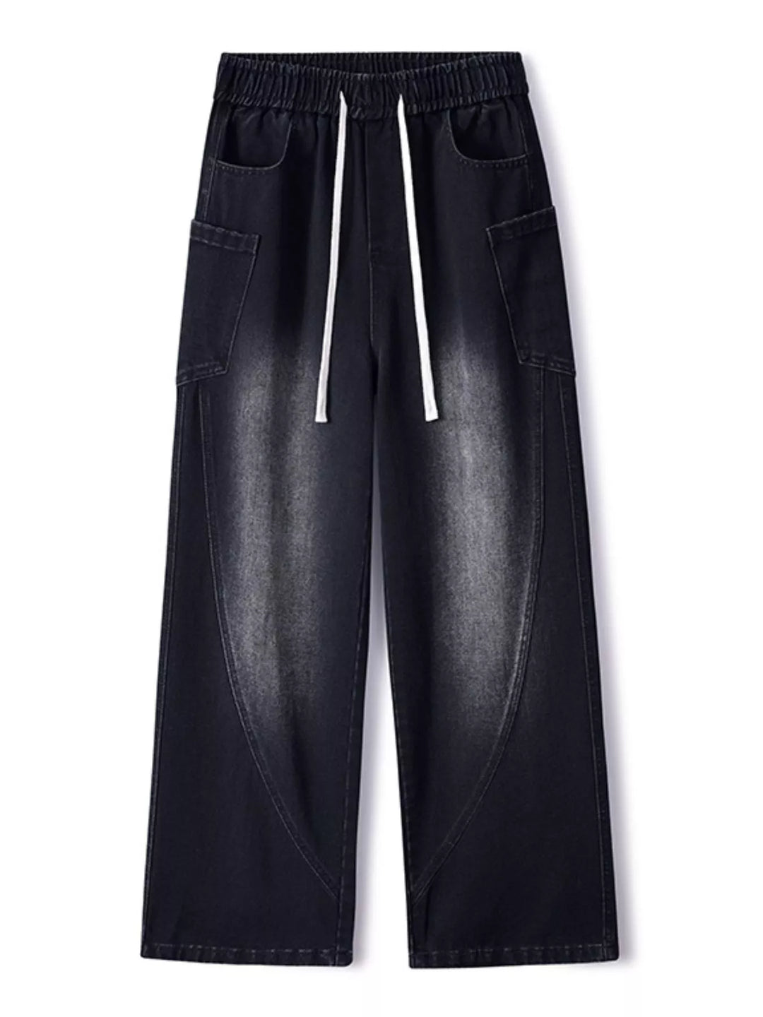 Men's Full Size Wide Leg Wash Denim Jeans Plus Size