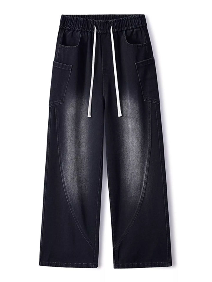 Men's Full Size Wide Leg Wash Denim Jeans Plus Size