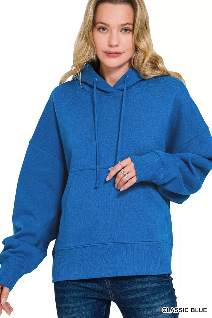 Zenana Oversized Fleece Kangaroo Pocket Hoodie