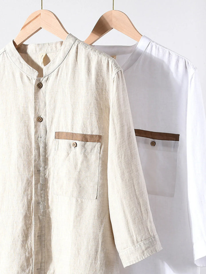 Men's Plus Size Button Up 3/4 Sleeve Shirt