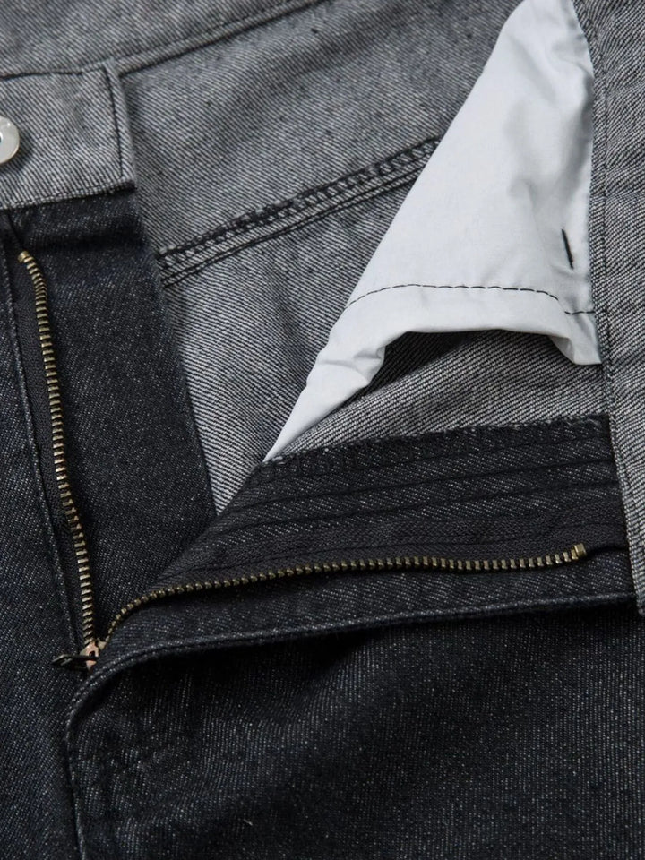 Men's Wide Leg Cargo Jeans with Contrast Panels
