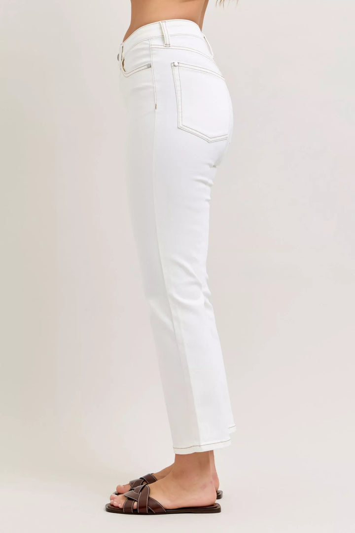 Judy Blue Contrast Stitching Cropped Flare Jeans