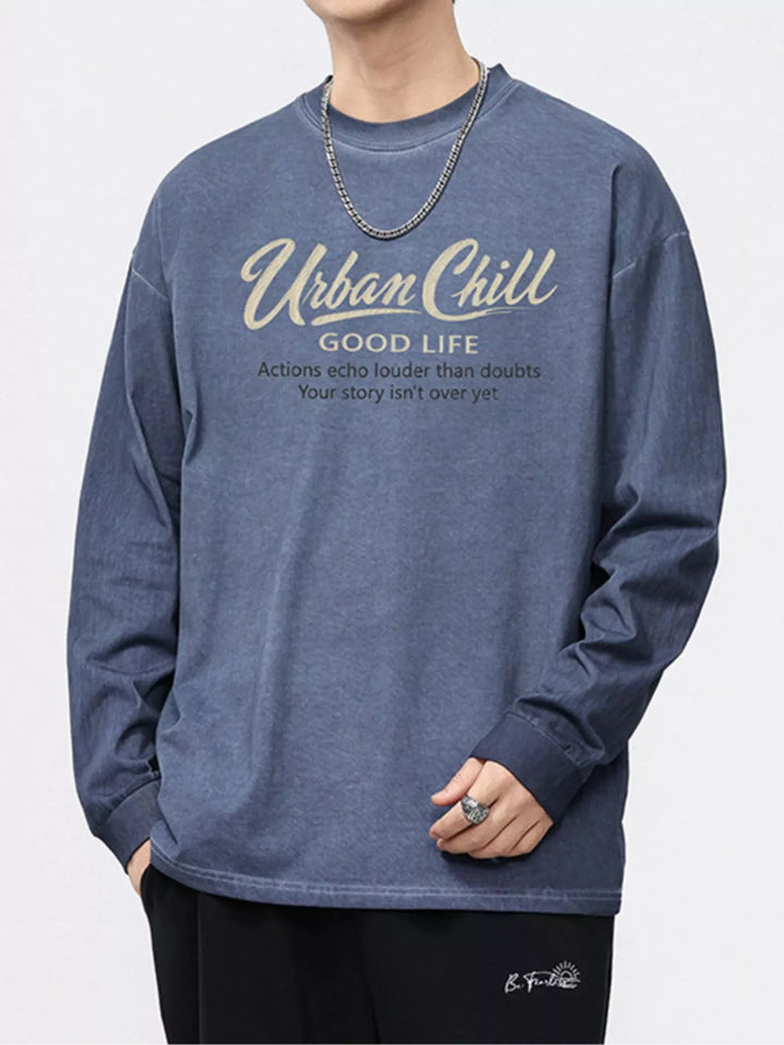 Men's Plus Size Letter Graphic Long Sleeve T-Shirt