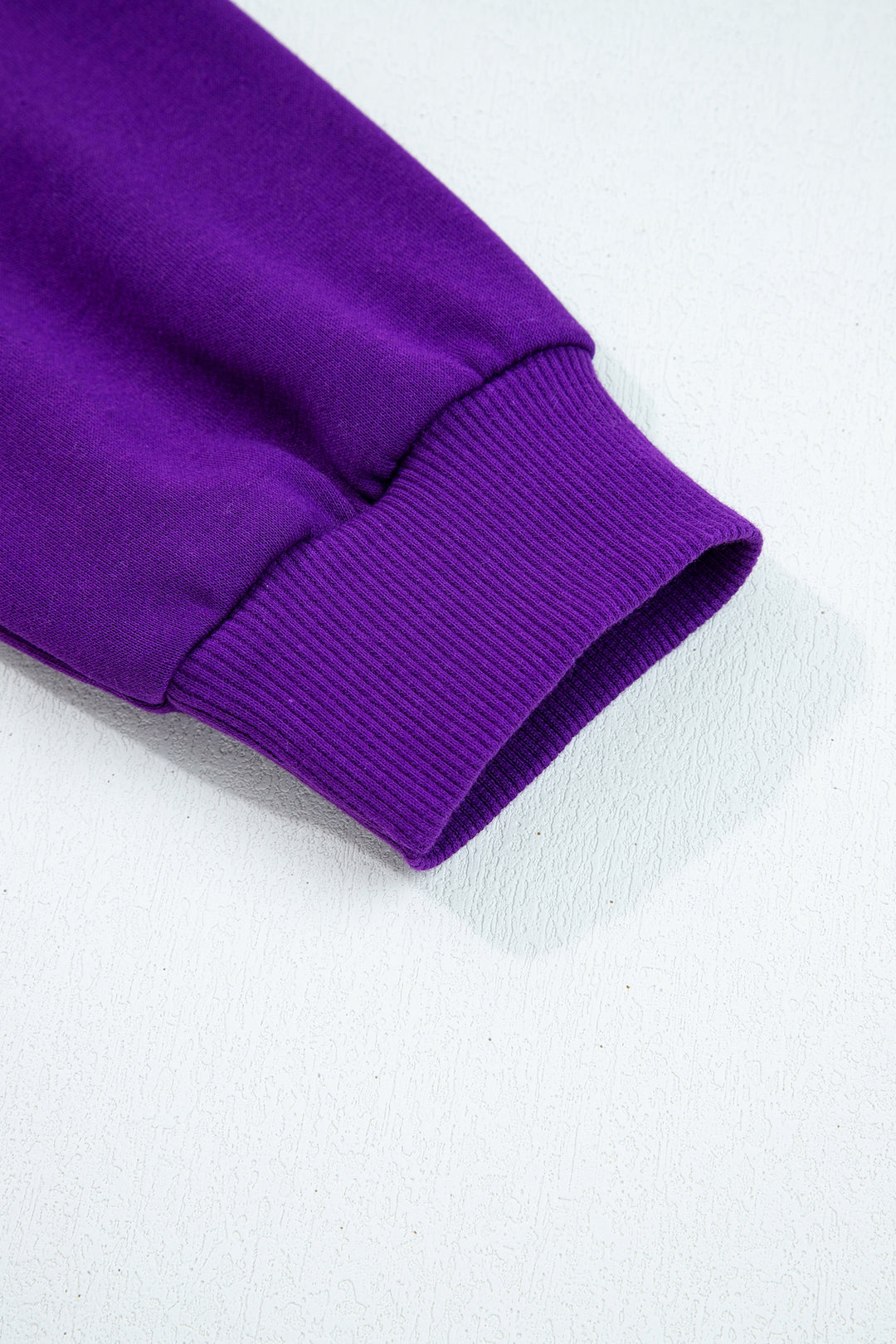 Tillandsia Purple Varsity Contrast Banded Sleeve Shift Sweatshirt Dress