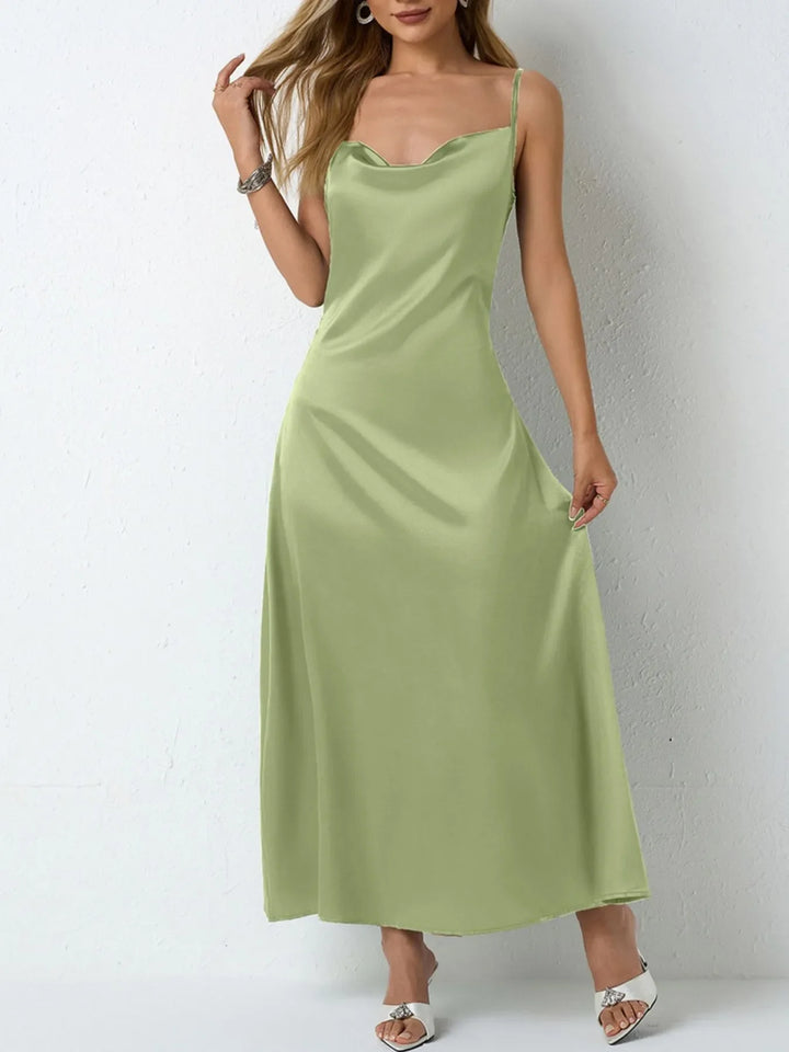 Satin Cowl Neck Cami Dress