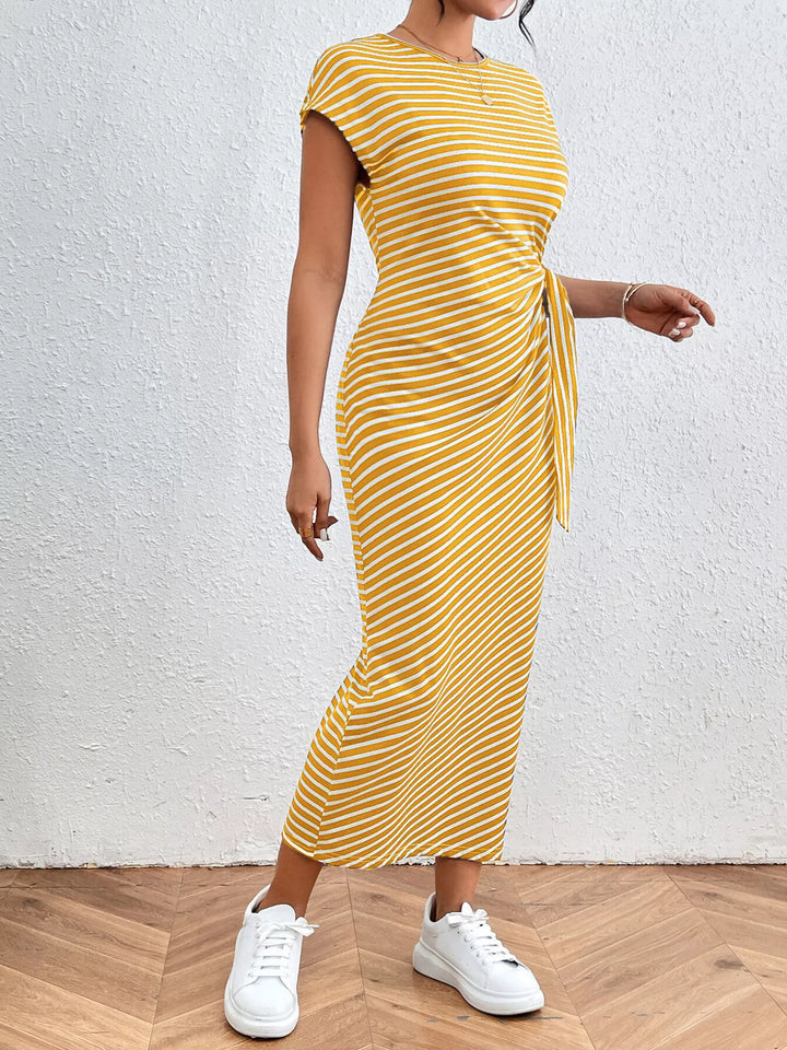 Striped Tie-Waist Midi Dress