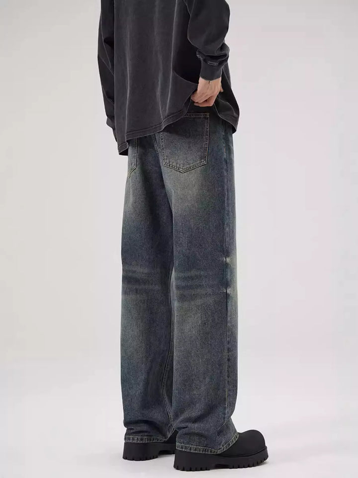 Men's Full Size Vintage Wash Relaxed Fit Jeans Plus Size