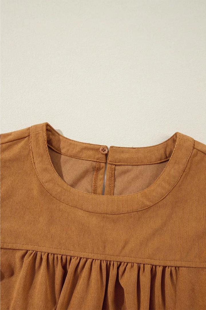 Corduroy Puff Sleeve Mini Dress