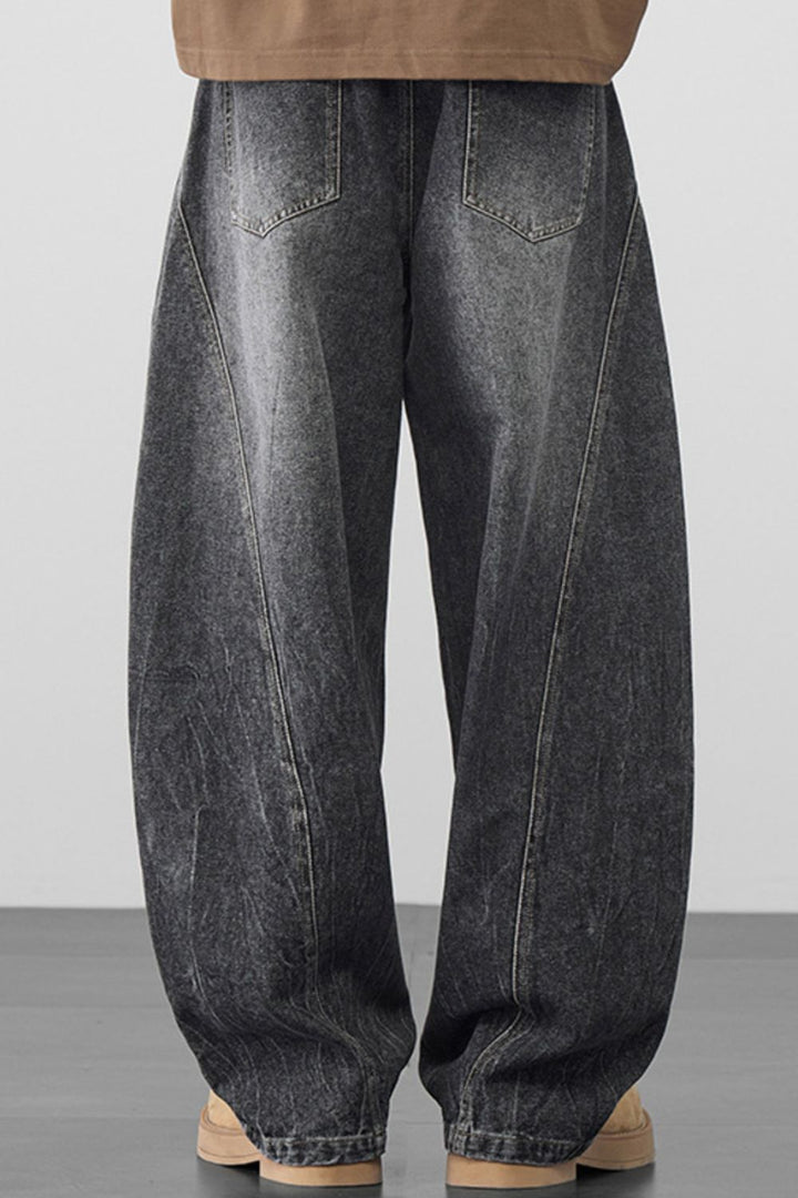 Men's Plus Size Wide Leg Wash Jeans