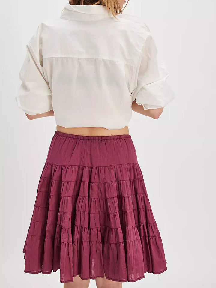 Tiered Drawstring Mini Skirt